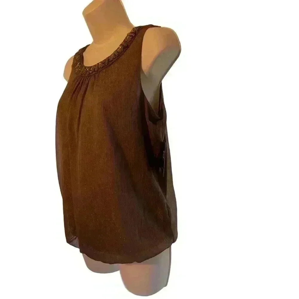 IZ Byer Women Charcoal Gray‎ Color with Rinstone Sleeveless Small Size NWT